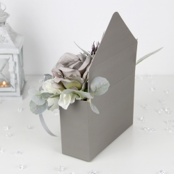 BUKIET w szarej KOPERCIE na prezent MIX kwiatów z diamencikami, BO-70